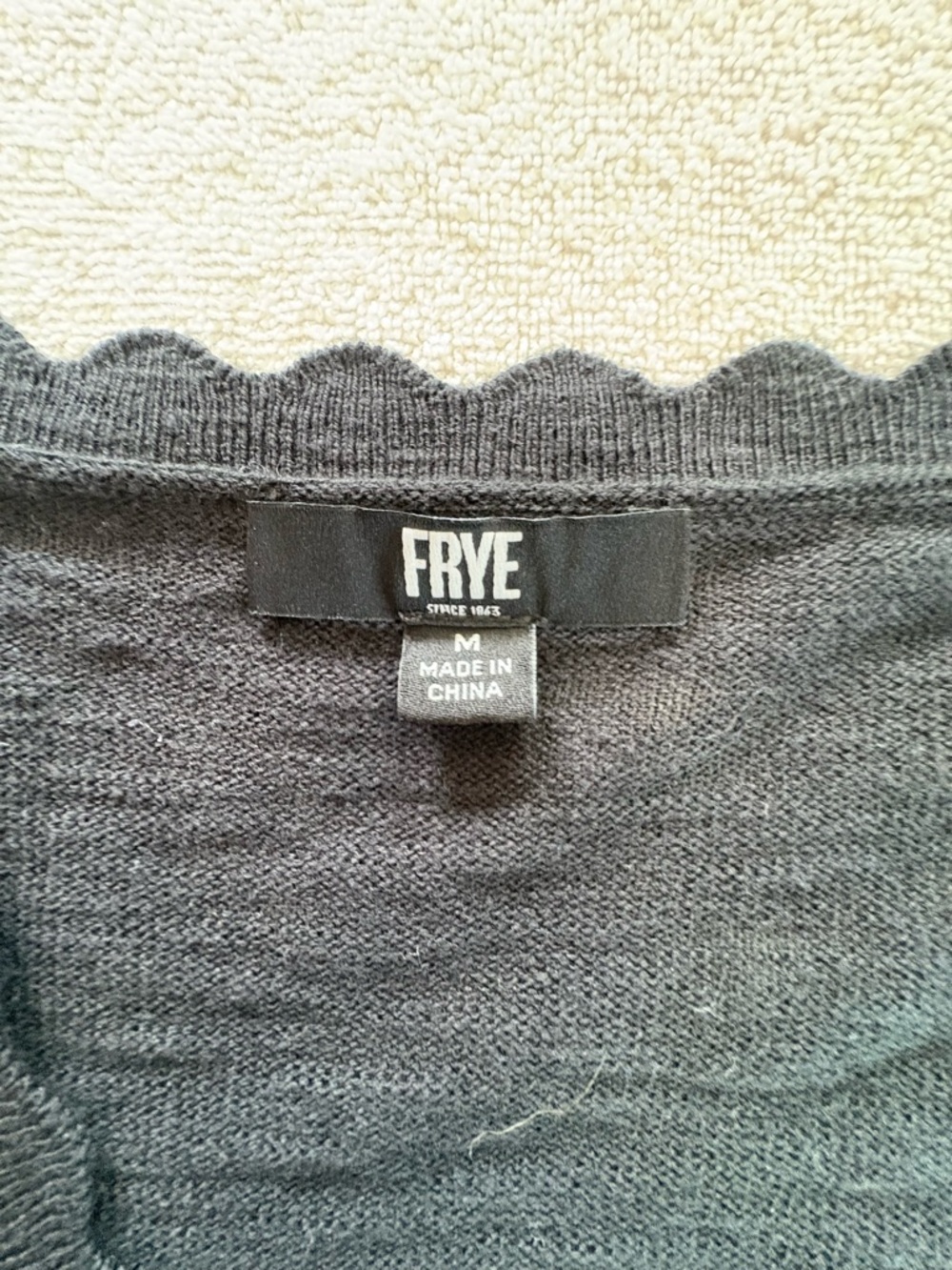 Frye Black Pointelle Cardigan Button Front Cotton Size Medium - Picture 5 of 8